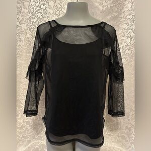 Eyeshadow Two-in-One Ruffled Blouse, Medium